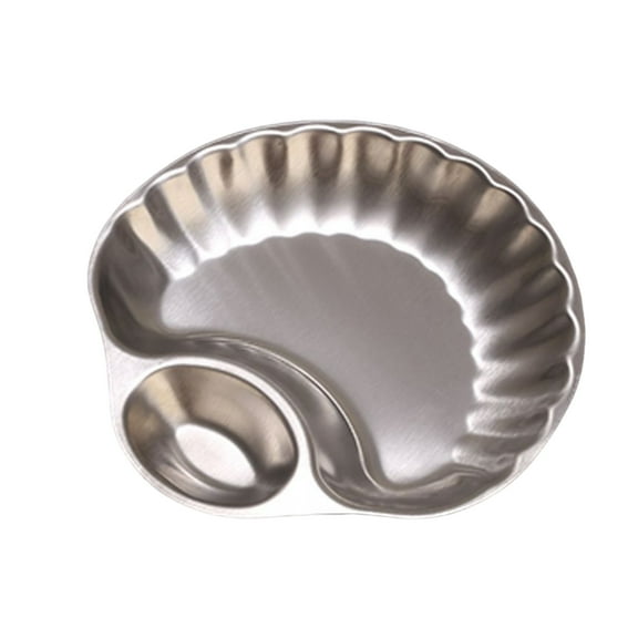 Sylvtty Stainless Steel Snack Tray Set with Dipping Bowl Fine Polished Design Sandwich Serving Tray for Sushi Chips Dumplings Salads