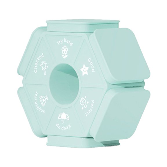 Sylvtty Teacher Stamp Quick Fix 6-in-1 Clear Print Portable Easy to Apply Correction Small Six-side Praise Reward Seal Sticker School for Gift