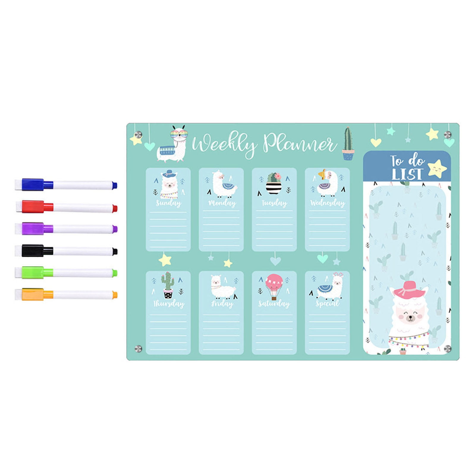 Sylvtty Transparent Acrylic Weekly Planner Magnetic Stickers Re-writable Smooth Writing Message Board for Organization