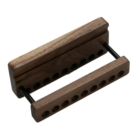 Sylvtty Wooden Crochet Hook Holder 9 Holes Storage Organizer for Crochet Tools Tabletop Knitting Needle Stand for Crocheters Multi-functional Pen Holder for Home Office