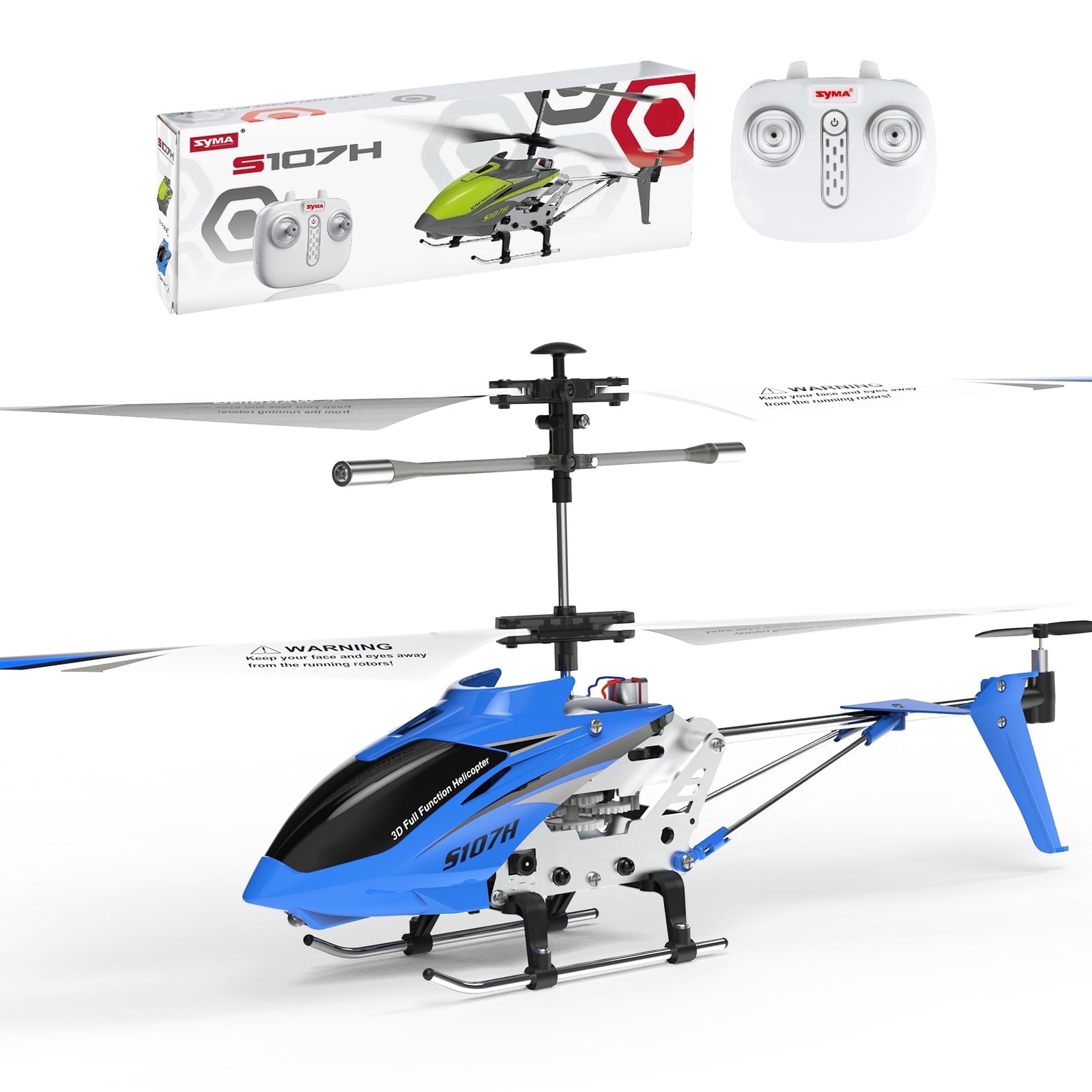 Yoneston Remote Control Helicopter, SYMA S107H Mini RC Helicopter with Altitude Hold, One Key Take Off/Landing and Gyro for Boys Gift, Blue