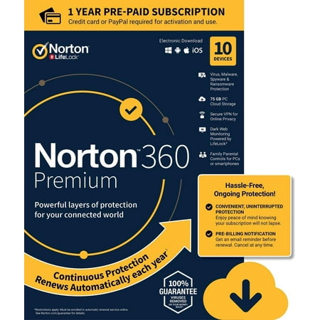 Symantec: 360 Premium, (PC Key) Antivirus Software (PC) 10 Users