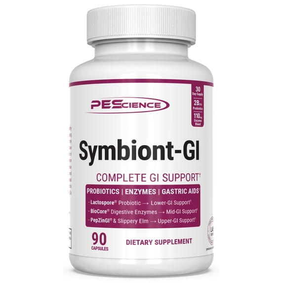 Symbiont-GI Gut Support – Digestive Enzymes, Probiotic & GI Support Formula with PepZin GI