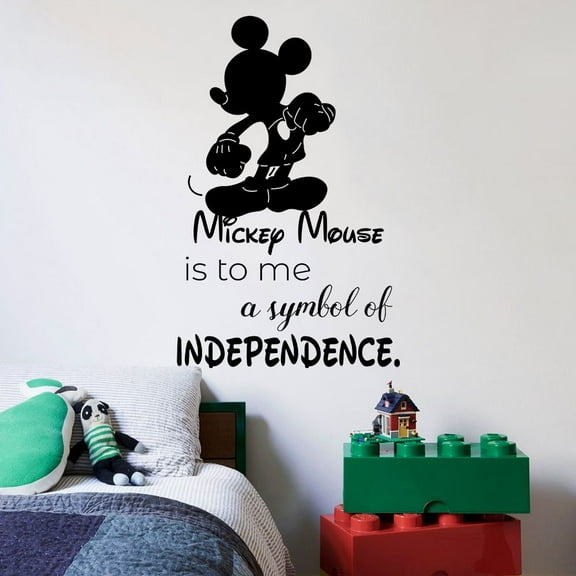 Symbol of Independence Quote Mickey Disney Cartoon Quotes Wall Sticker Art Decal for Girls Boys Room Bedroom Nursery Kindergarten Fun Home Decor Stickers Wall Art Vinyl Decoration Size (20x18 inch)