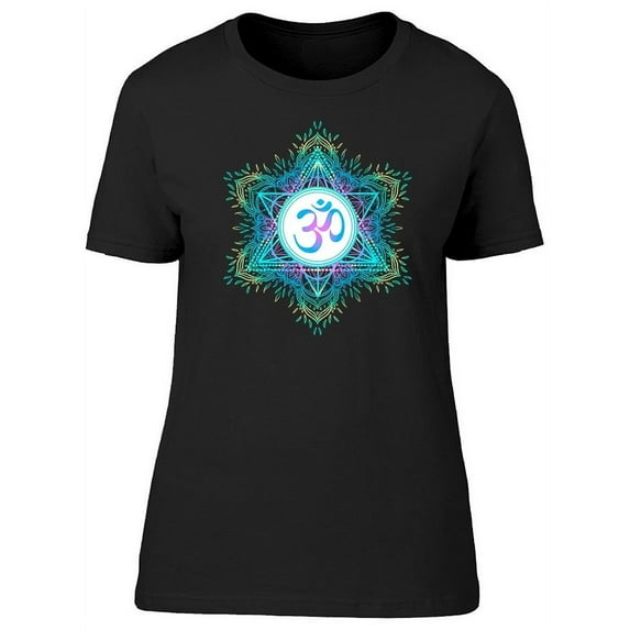 Symbol Namaste On Mandala Ring T-Shirt Women -Image by Shutterstock, Female Large