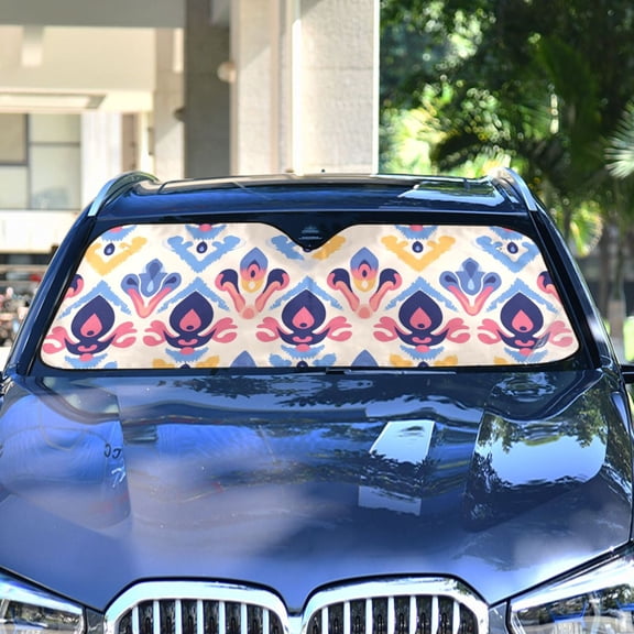 Symbol Pattern Boho Automotive Front Car Windshield Sun Shade Reflector Foldable for Front Fit for Cars Truck SUVs