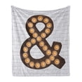 thumbnail image 1 of Symbol Soft Flannel Fleece Blanket, Abstract Design Modern Ampersand Item on Brick Wall Punctuation Marks, Cozy Plush for Indoor and Outdoor Use, 50" x 70", Coconut Orange and Brown, by Ambesonne, 1 of 5