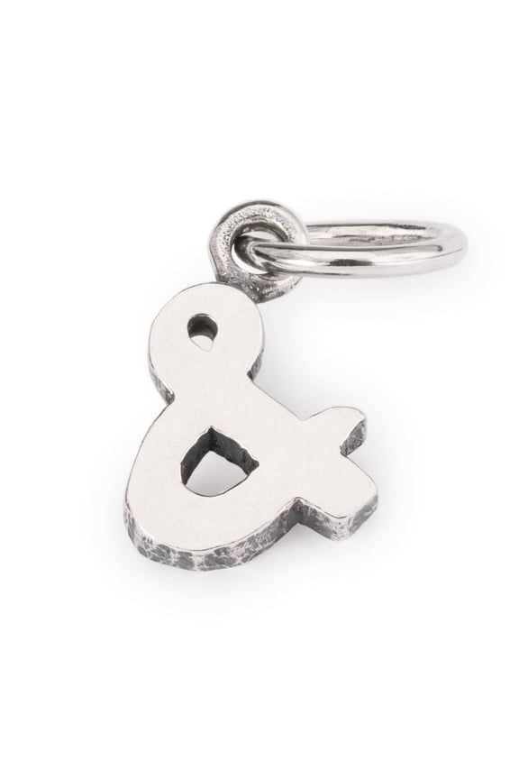 & Symbol Charm for Womens Bead Initial Bracelet, Silver
