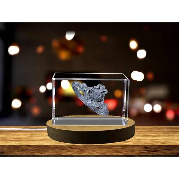 Symbol of Love: 3D Engraved Crystal Claddagh Ring
