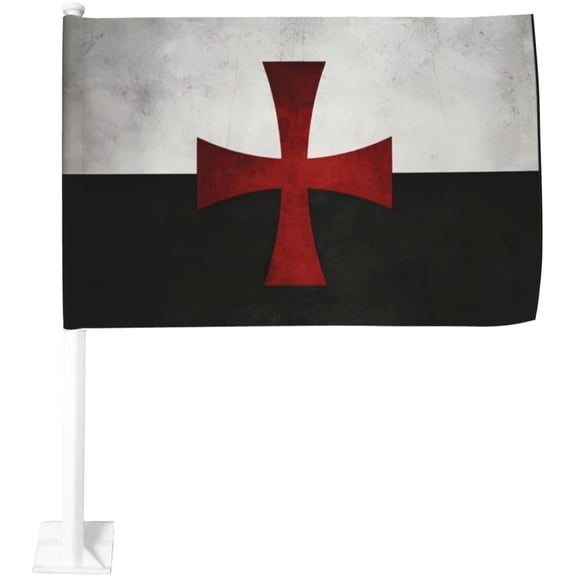 Symbol of the Knights Templar Car Flag 12x18 Inch Window Clip Flag - Double Sided Fade Resistant Outdoor Decoration Let Your Cars Stand Out