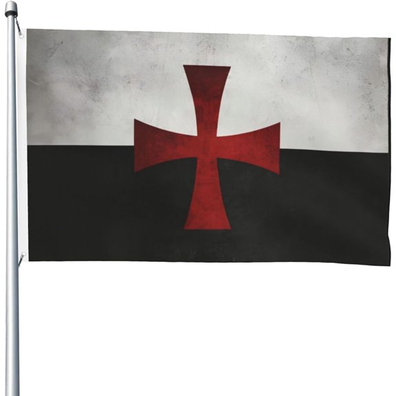 Symbol of the Knights Templar Flag 4x6 Ft Double Sided Outdoor, Garden Yard Decoration Banner with Brass Grommets, for Home, Porch, Wall