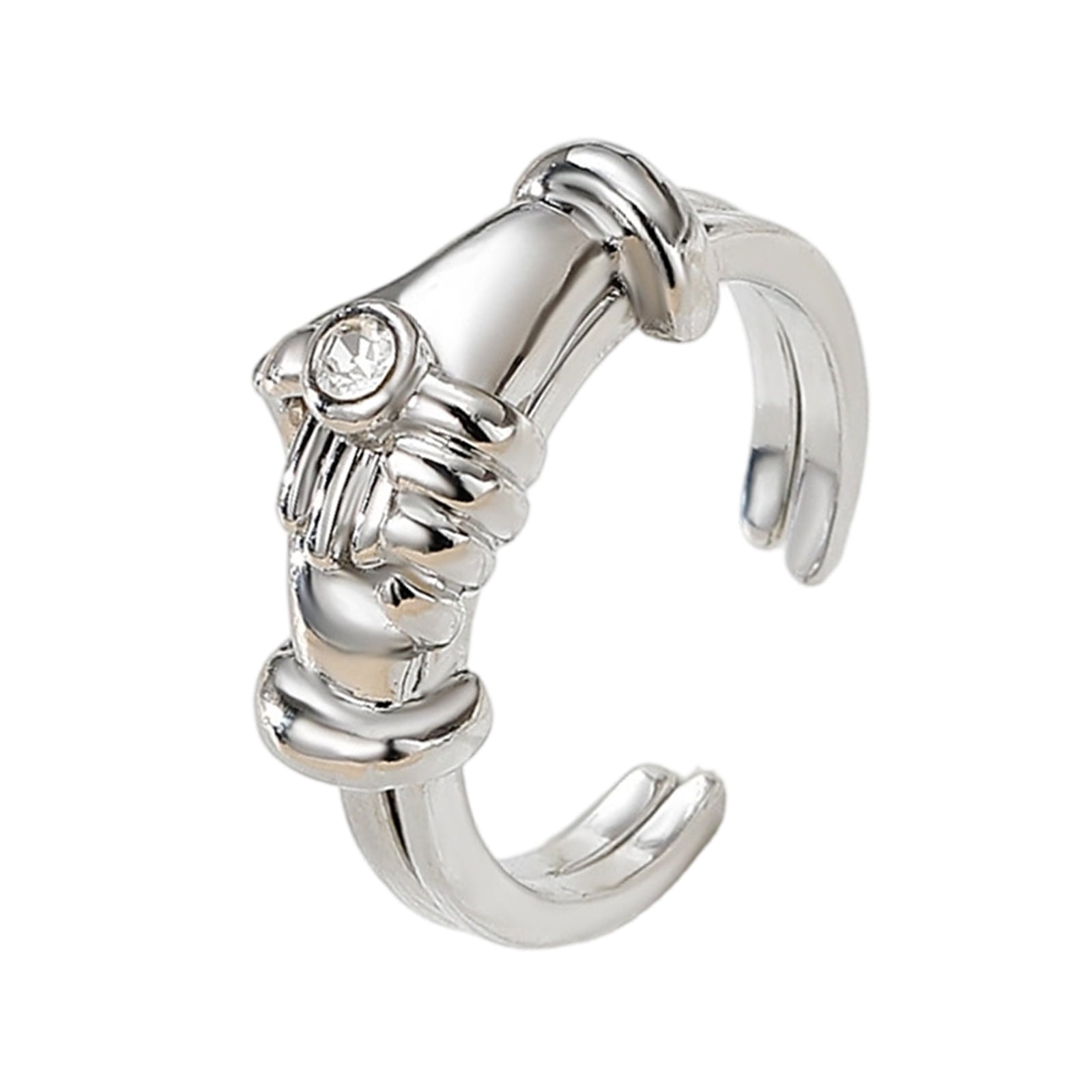 Symbolic Hug And Handshake Rings Two Tone Alloy Jewelry With Flexible ...