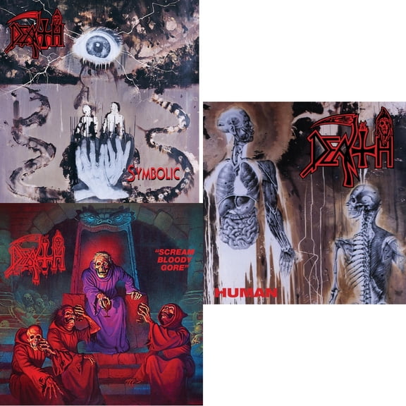 Symbolic & Scream Bloody Gore (Neon Violet, Bone White & Red  Tri Color Merge With Splatter LP Vinyl) & Human (Bone White, Blue Jay & Gold Tri Color Merge With Splatter LP Vinyl)