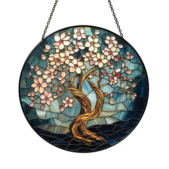 Symbolic Tree Of Life Stained Glass, Harmony Inspired Window Hanging Suncatcher, Thoughtful Home Decor Gift