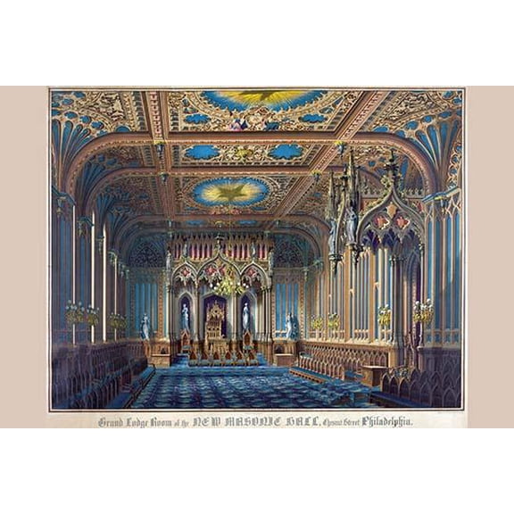 Symbols - Grand Lodge room of the new Masonic Hall, Chestnut Street Philadelphia- Fine Art Canvas Print (20" x 30")
