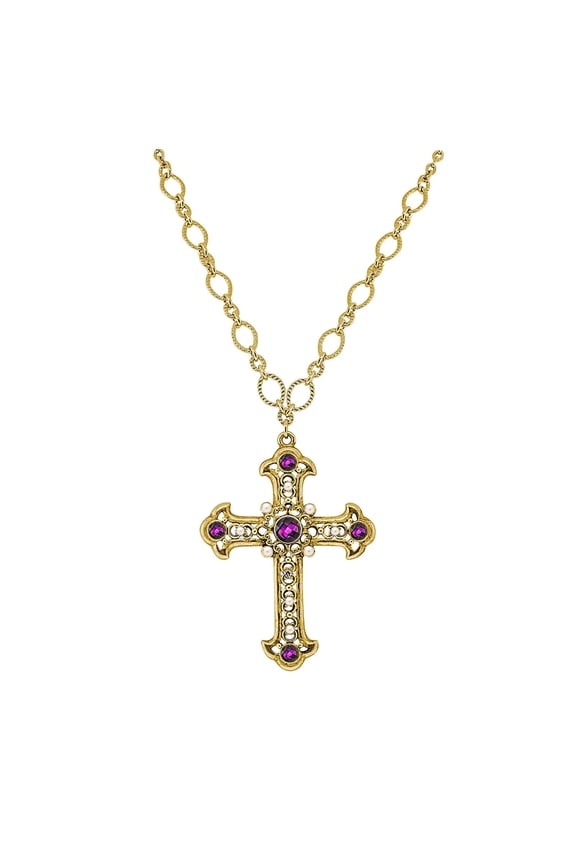 Crystal Large Cross Pendant Necklace 28 Adjustable