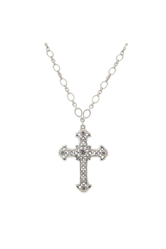 Crystal Large Cross Pendant Necklace 28 Adjustable