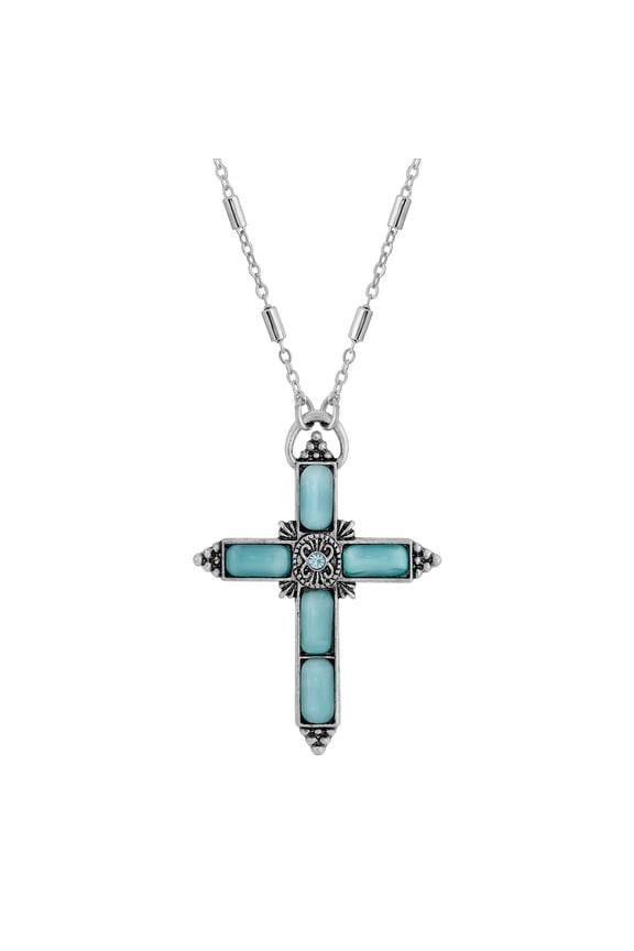 Moonstone Crystal Cross Pendant Necklace 20