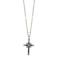 thumbnail image 1 of Symbols Of Faith Pewter Hand Enamel Cross With Crystals Pendant Necklace 18, 1 of 2