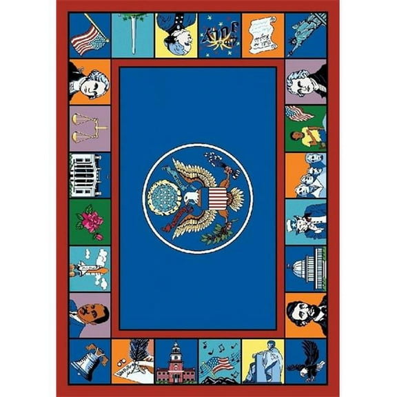 Symbols of America 5 ft.4 in. x 7 ft.8 in. WearOn Nylon Machine Tufted- Cut Pile Educational Rug
