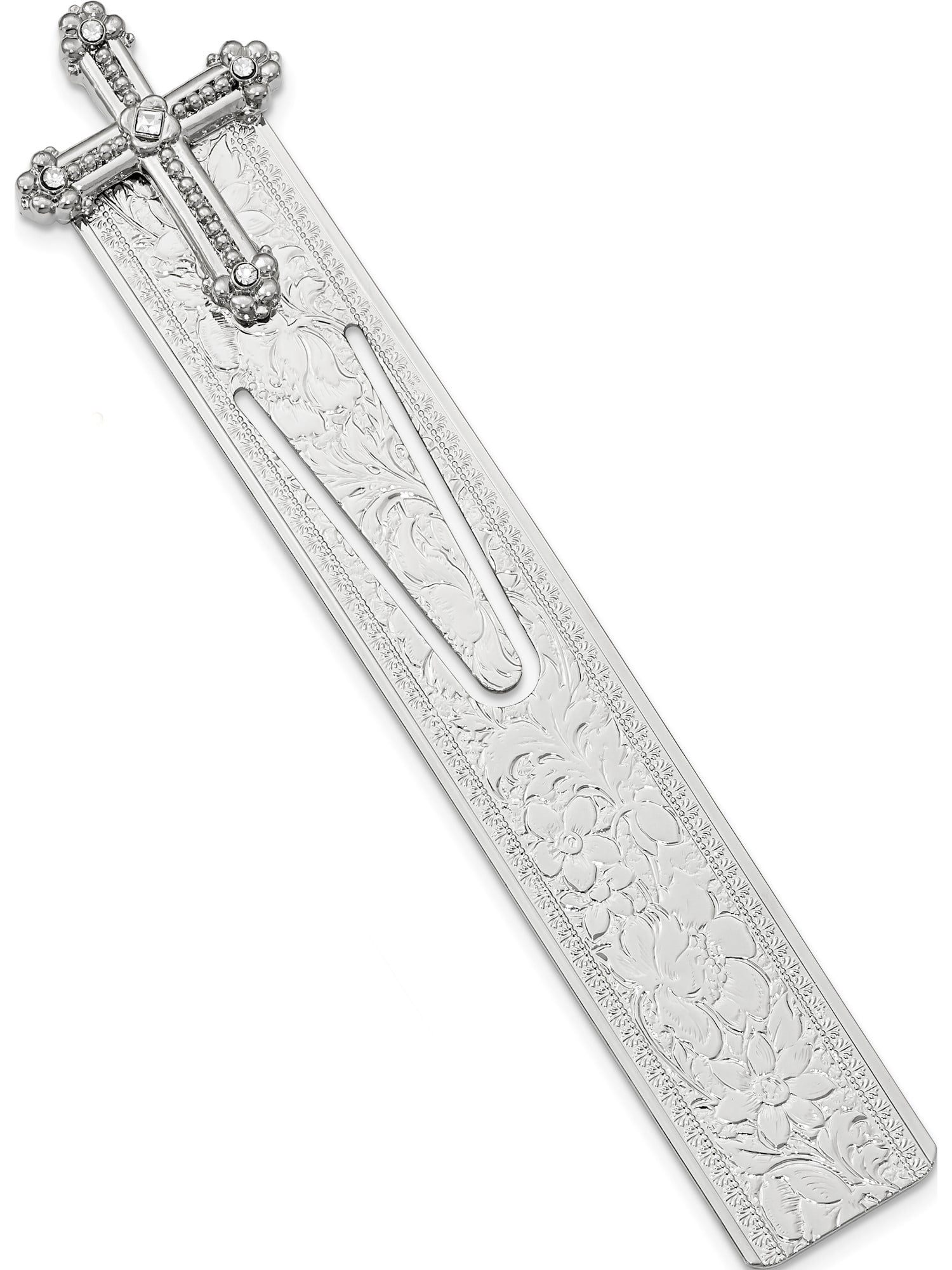 Symbols of Faith - Silver-tone Crystal Cross Bookmark