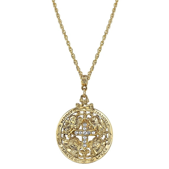 Symbols of Faith Writers Of The Good Word Crystal Pendant Necklace 24"