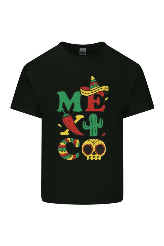 Symbols of Mexico with a Aztec and Mayan and Inca and Tribal and Unisex T-Shirt, up to size 5XL