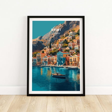 Symi Travel Poster Sunlit Greek Island Wall Decor