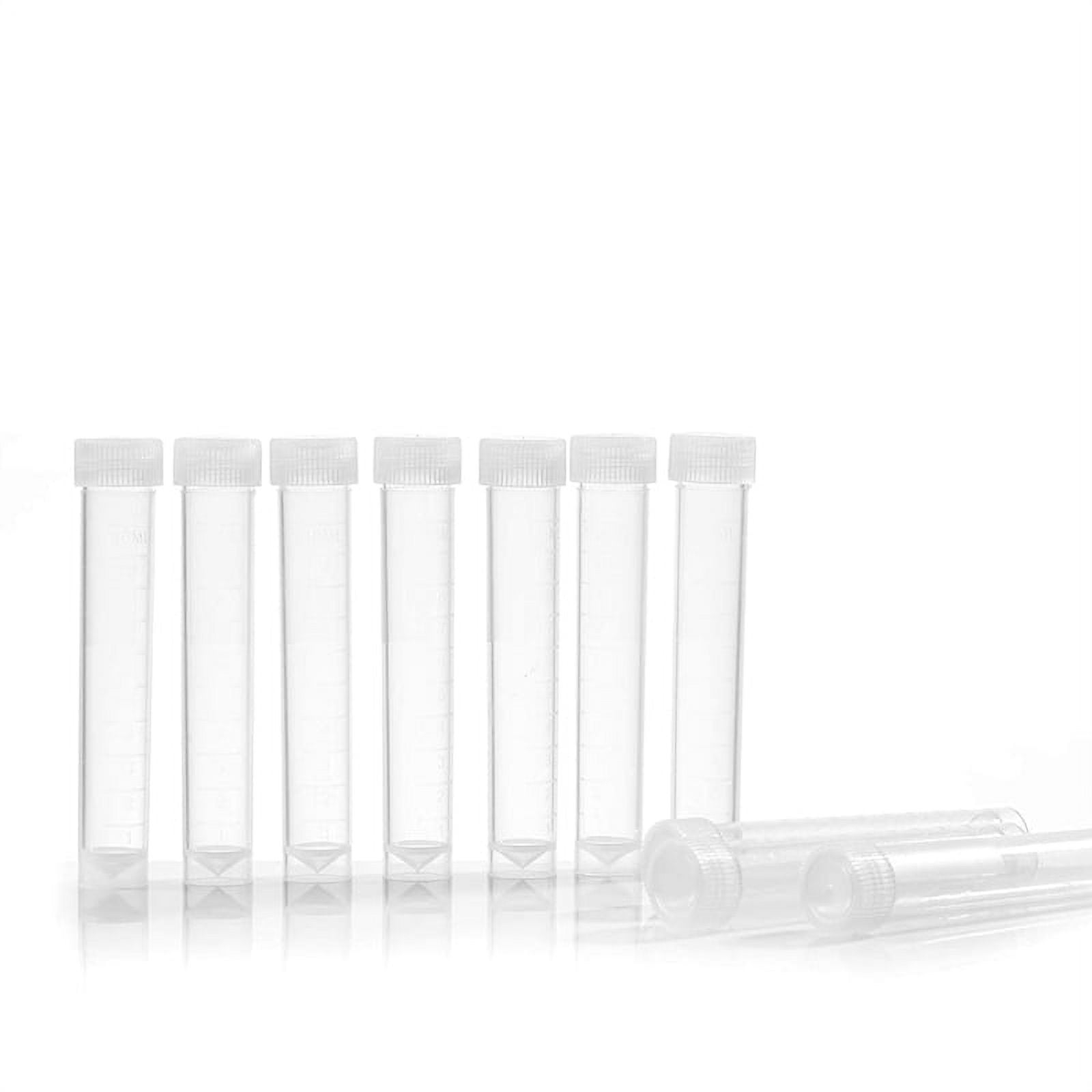 Symkmb 100Pcs 10Ml Lab Plastic Freeze Test Tubes Vial Seal Cap Container for Laboratory School