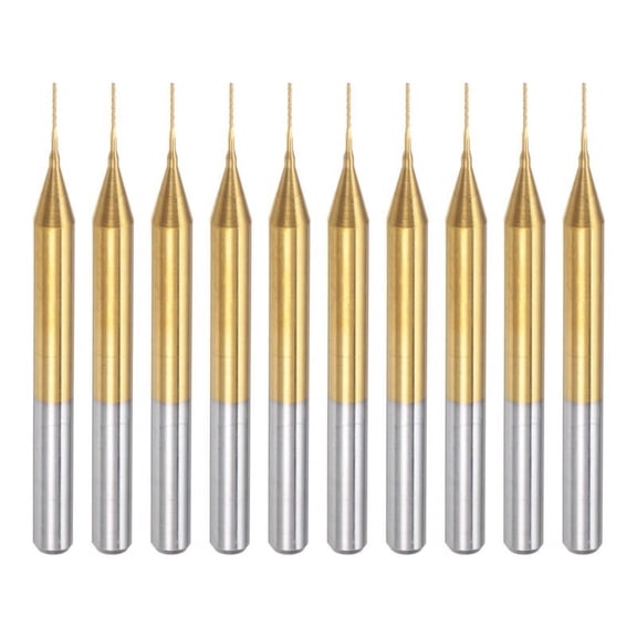 Symkmb 10PCS Titanium Coat Carbide End Mill Engraving Milling Cutter CNC Router Bits for PCB Machine, 1/8 Inch Shank 0.4Mm alloy