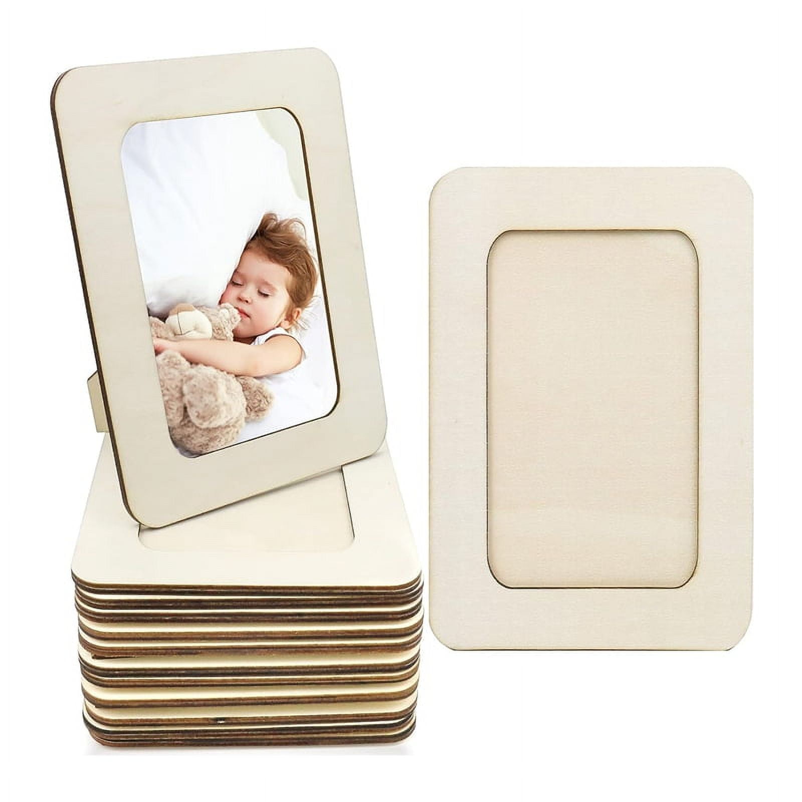 Symkmb 12 Pieces DIY Wood Picture Frames Unfinished Solid Wood Photo Picture Frames for 4 X 6 in