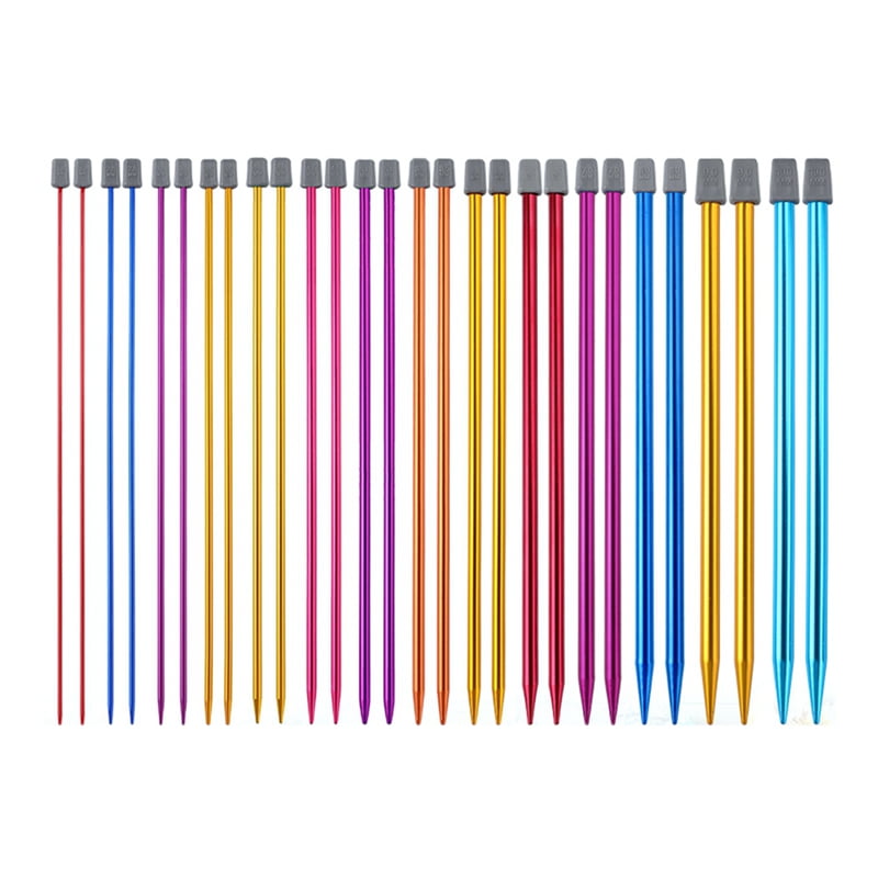 Symkmb 14PCS Stainless Steel Knitting Needles Set Pointed Needles Knitting Crochet Supplies for Beginners Handmade(2-10mm) 35cm Stainless steel Multicolor
