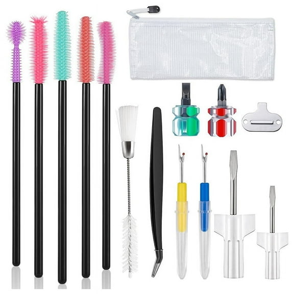 15pcs Sewing Machine Cleaning Kit, Tools Including Tweezers, Rippers, Screwdriver