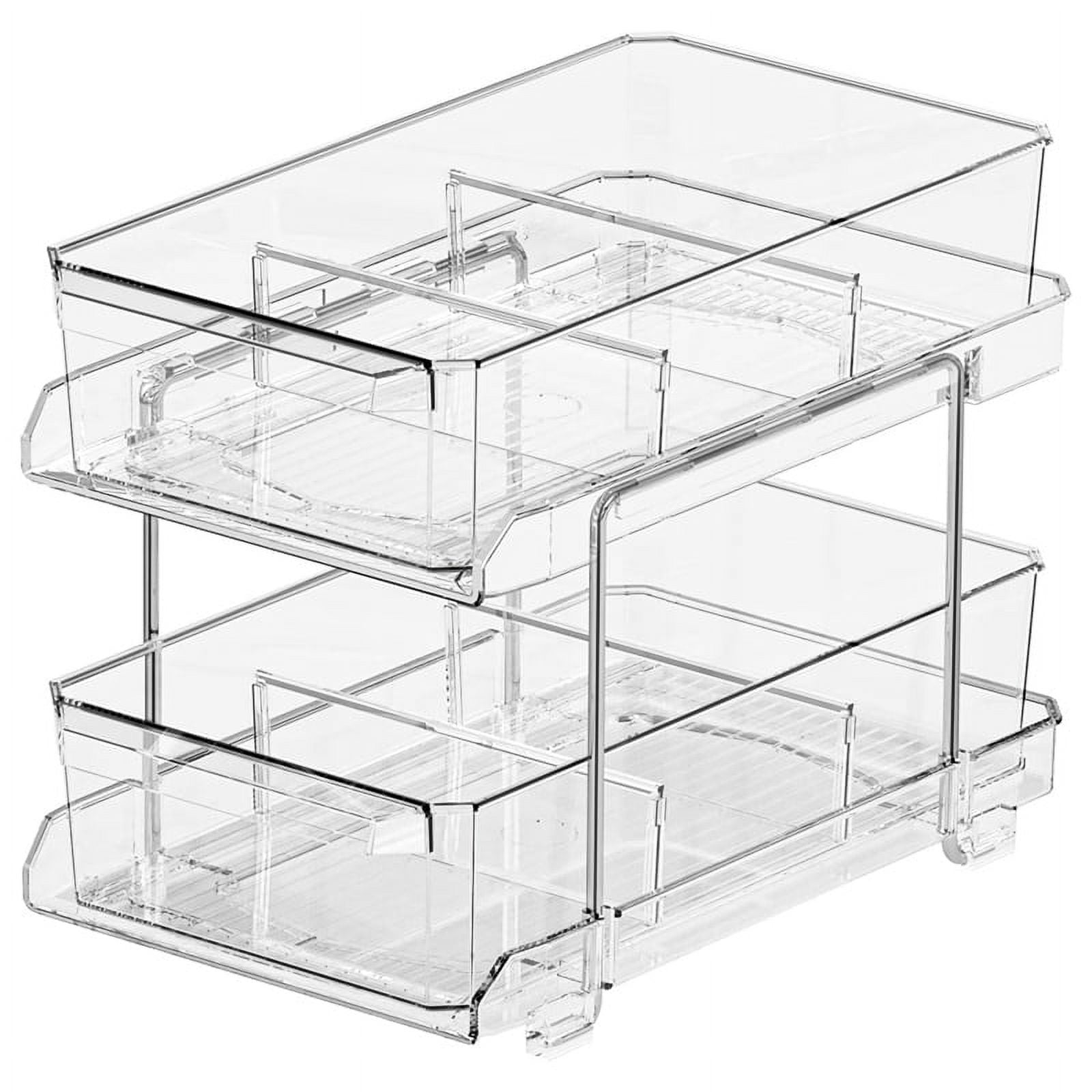 Symkmb 2 Tier Bathroom Organizer with Dividers,Multi SlideOut Clear