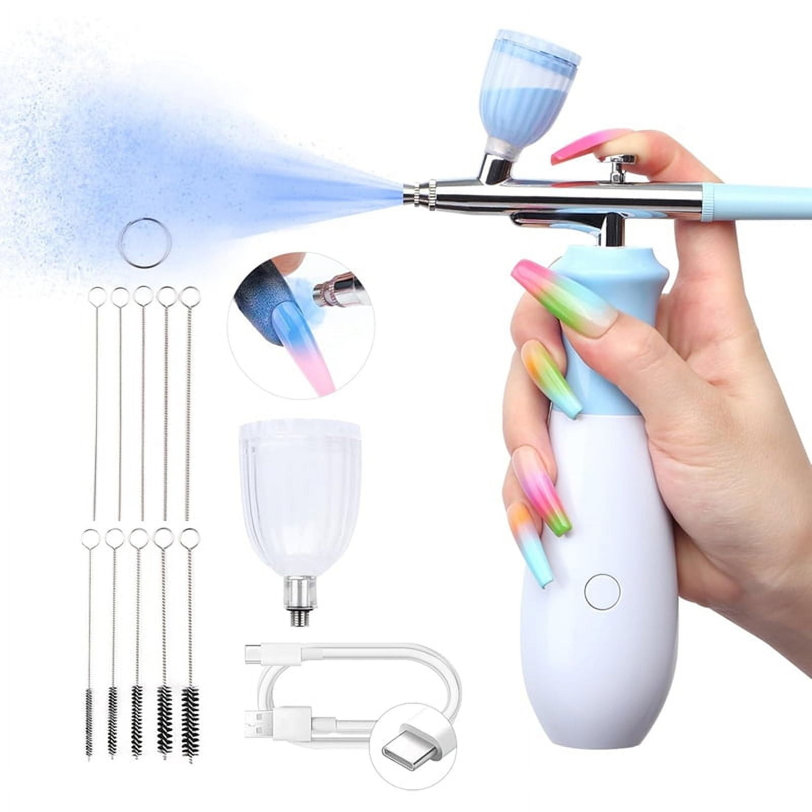 25 PSI Airbrush Rechargeable Nail Machine 3 High-Pressure Modes Cordless Airbrush Kit for Nails Art with