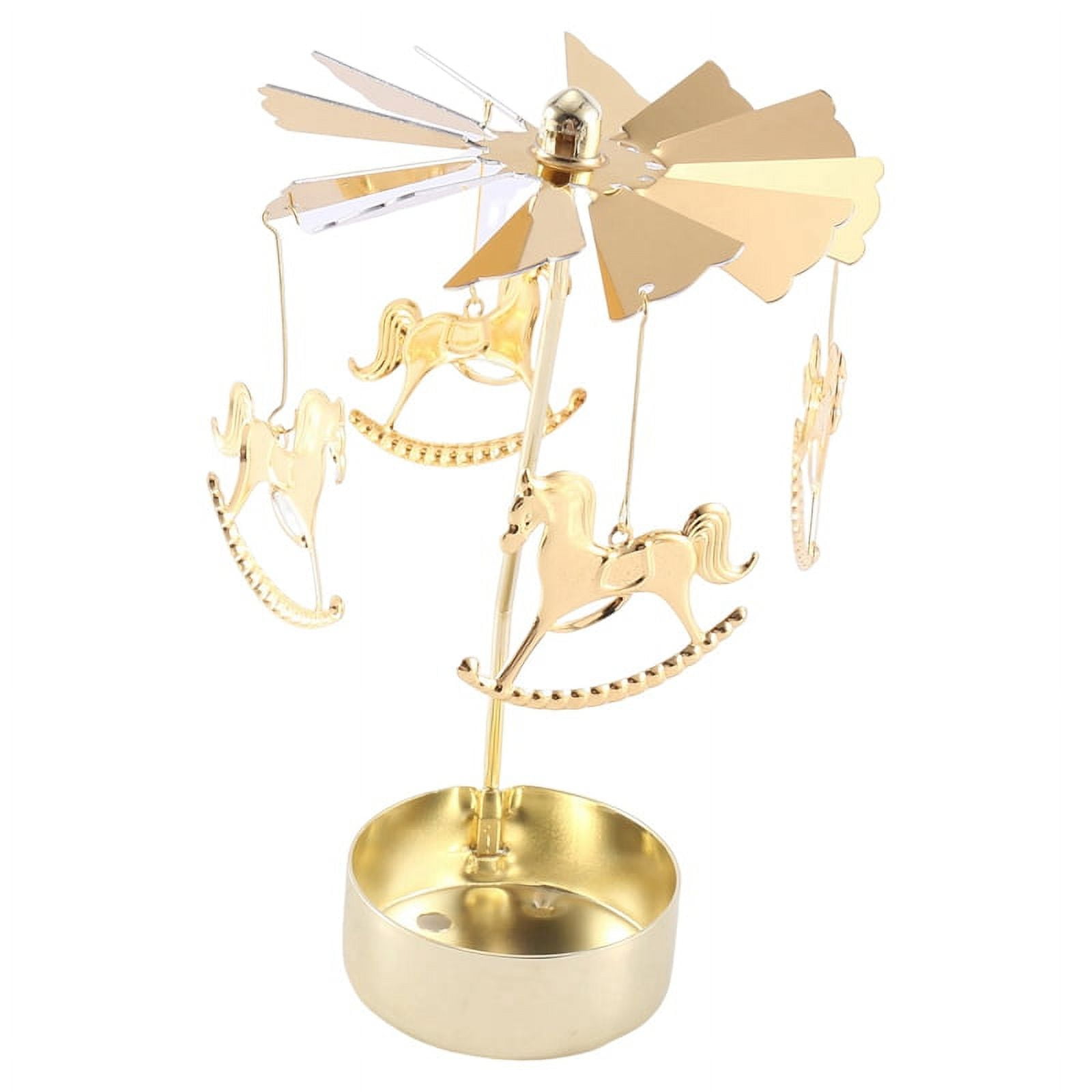 Symkmb 2PCS Gold Metal Candle Holders Room Decoration Rotating Candle