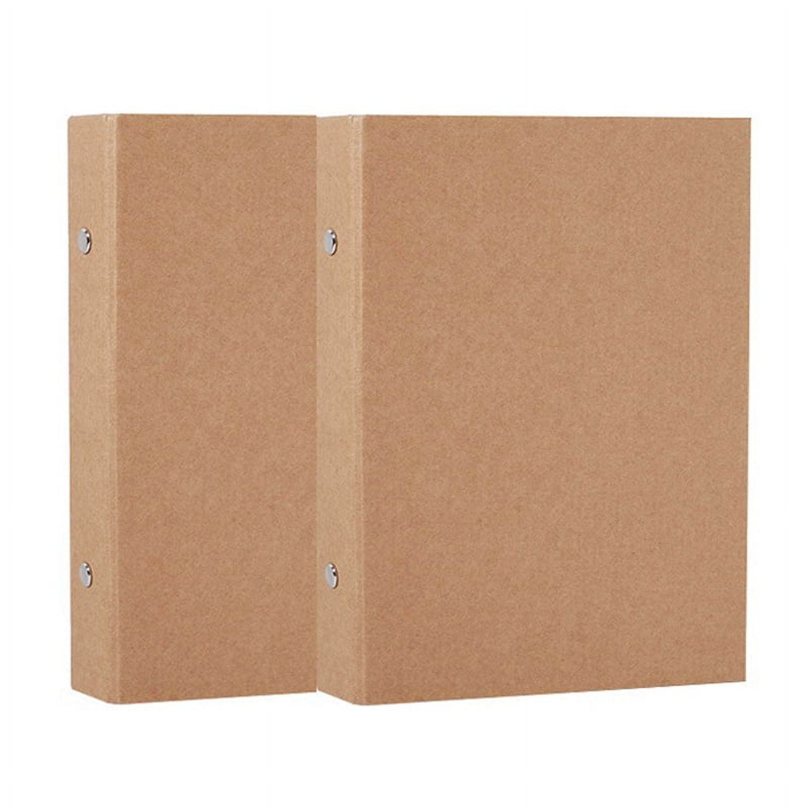 Symkmb 2Pcs A4 Kraft Paper Folders Refillable Ring Binder,A4 Kraft