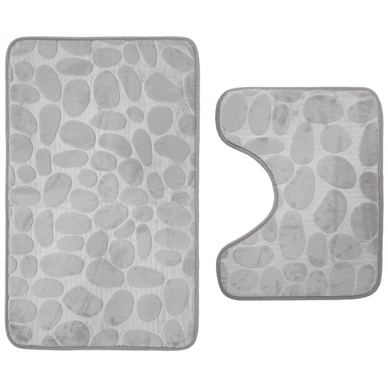 Symkmb 2Pcs Bath Mat,Bathroom Mat and UShaped Contour Toilet Rug Set