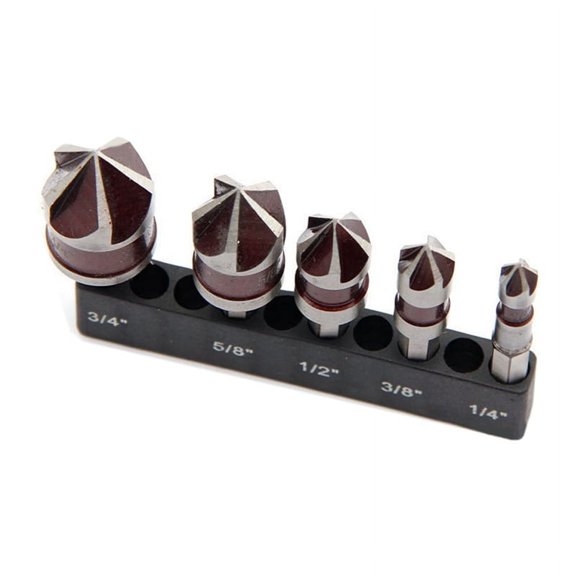 5 Flute Metal M35 Cobalt Countersink Drill Bit Set 82 5pcs 1/4In Hex Shank Countersunk 3/8In 1/2In 5/8In