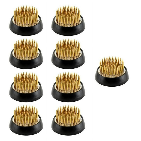 Symkmb 9 Pcs Flower Frogs Round Brass Flower Holder Japanese Ikebana Vase Floral Frogs Flower Arranger Flower Fixed Tools Metal