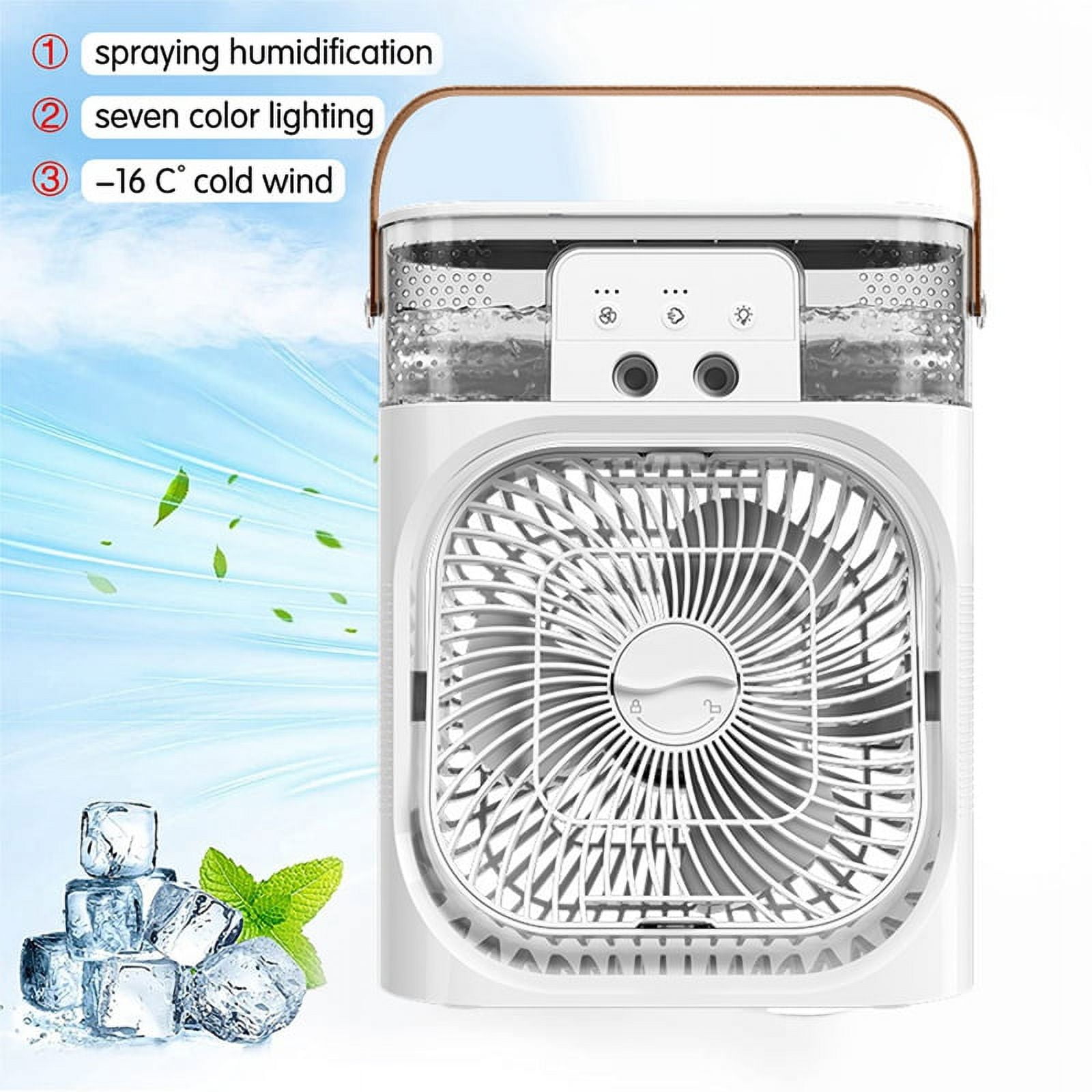 Symkmb Air Conditioning Fan 3In1 Humidified Mist Spray Fan 7 Color Night Light Air Cooler