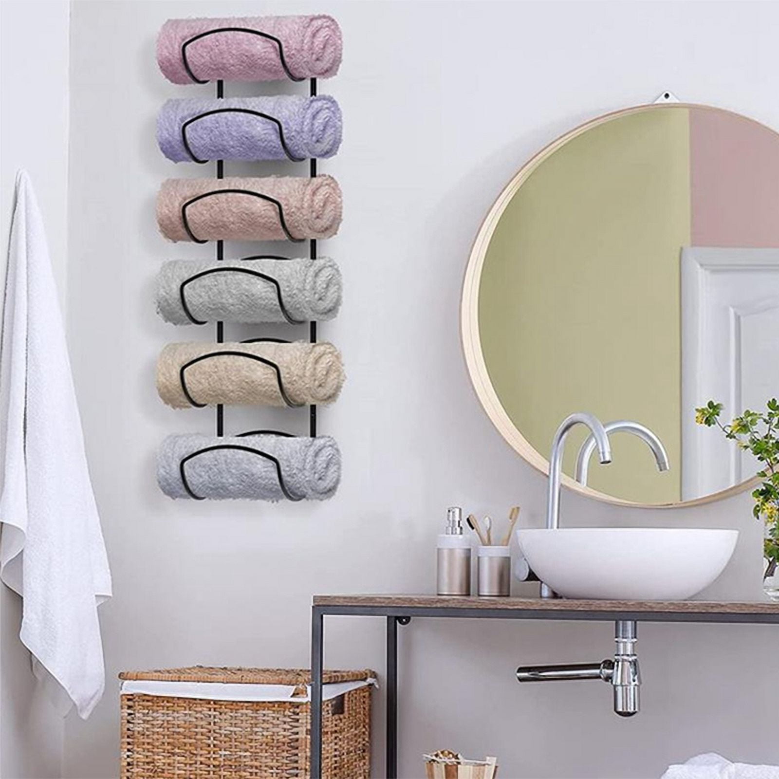 Symkmb Bathroom Wall Steel Towel Rack WallMounted Roll Towel and