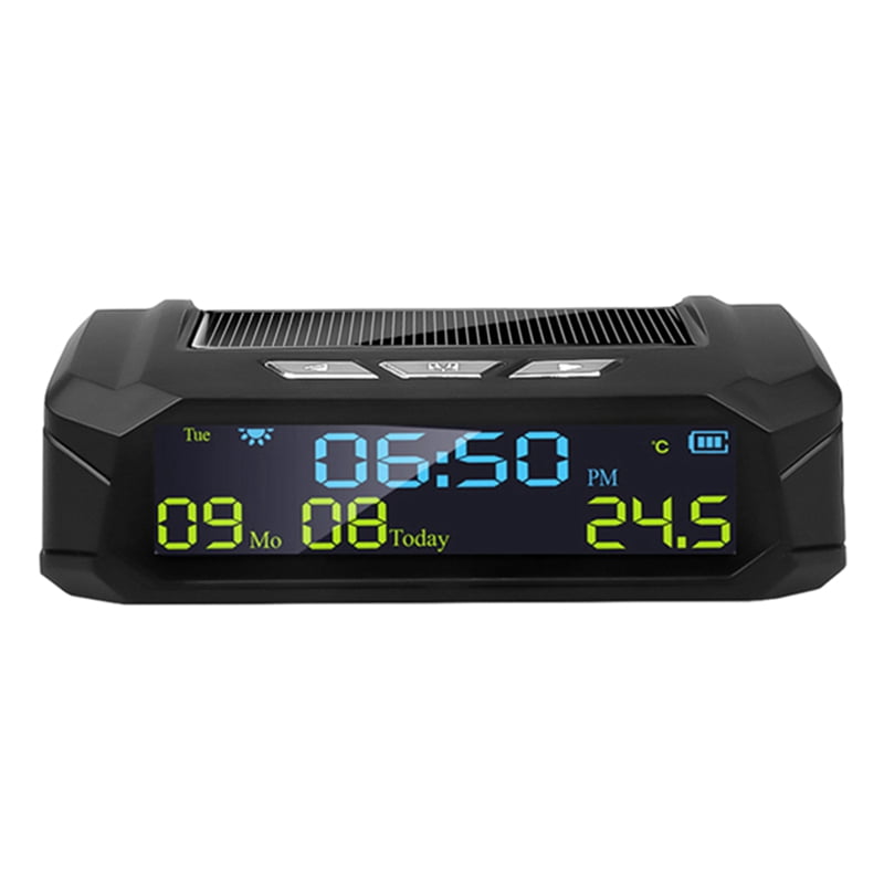 Symkmb Car Solar Digital Clock with LCD Time Date InCar Temperature