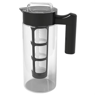 Aquach Cold Brew Coffee Iced Tea Maker & Fruit Pitcher - Large Capacity 51  Ounces - with Durable Glass Carafe/Fine Mesh Steel Infuser/Airtight Lid