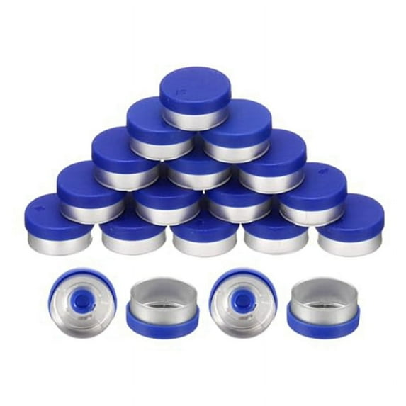 Symkmb Flip Caps, 200PCS Burr-Free Flip Top Caps Seals Flip Seals Caps Cover Blue, 13mm Plastic + Aluminum Blue