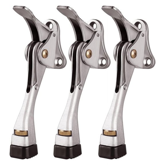 Symkmb Foot Door Stop Automatic Foot Door Door Stop Adjustable Movable Anti-Collision Brake 4 Inches 3Pieces Aluminum alloy Nickel