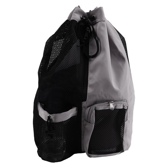 Gym Bags for Swimming Pool Sports Beach Mesh Drawstring Backpack for Men Women Swimmers Workout Gear Bag Gray