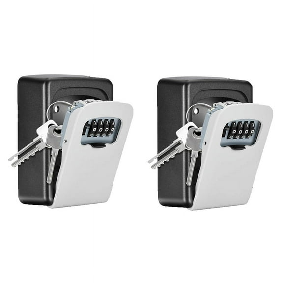 Key Lock Box Wall Mounted, 4 Digit Combination Lockbox for Outside 5 Keys Capacity(Gray, 2 Pack)