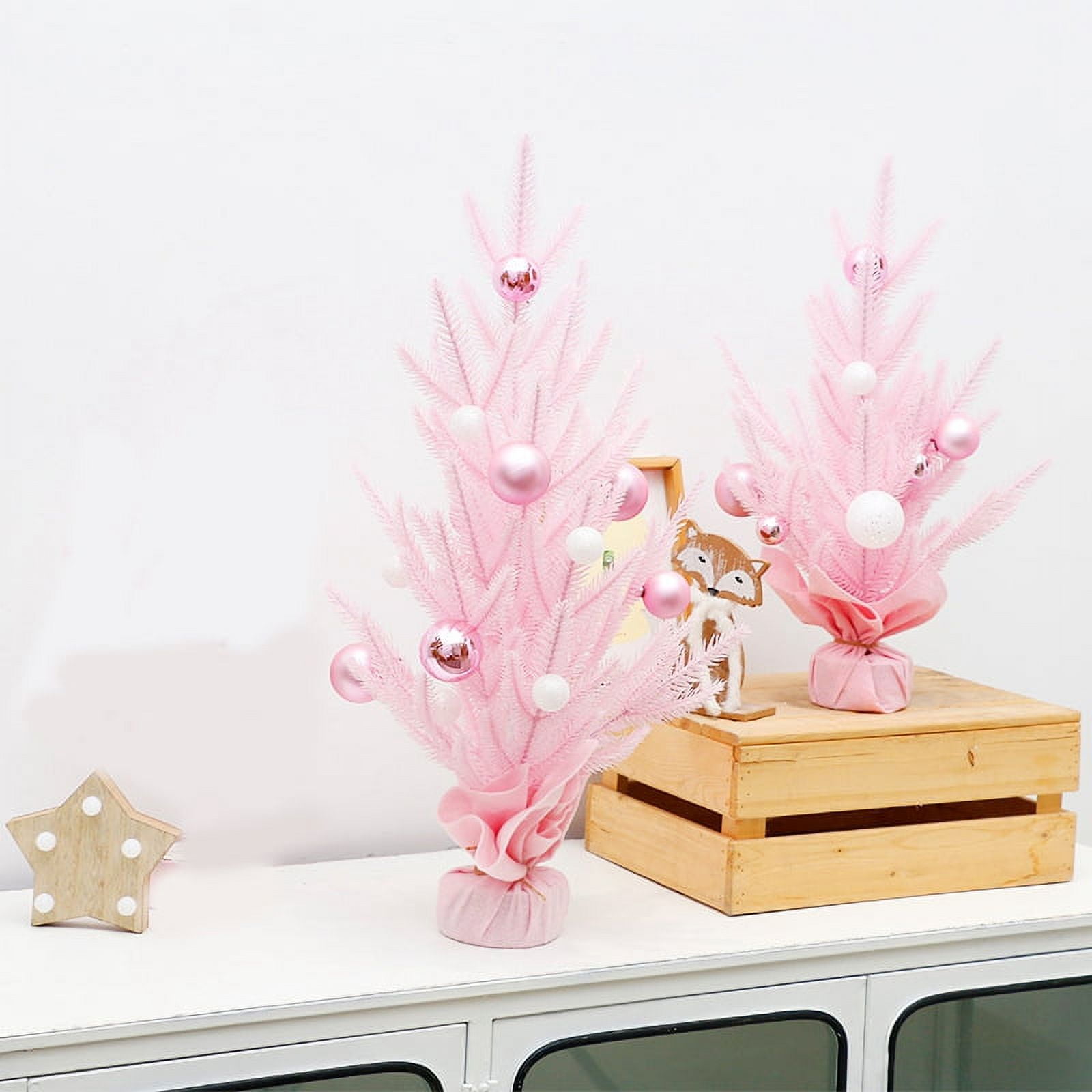 Symkmb Mini Christmas Tree,Artificial Small Tabletop Pink Christmas