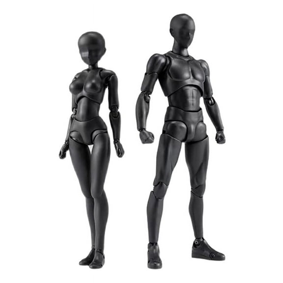 Symkmb PVC Model with Box Drawing Figure Models for Artists(Female+Male,Black) pvc Black